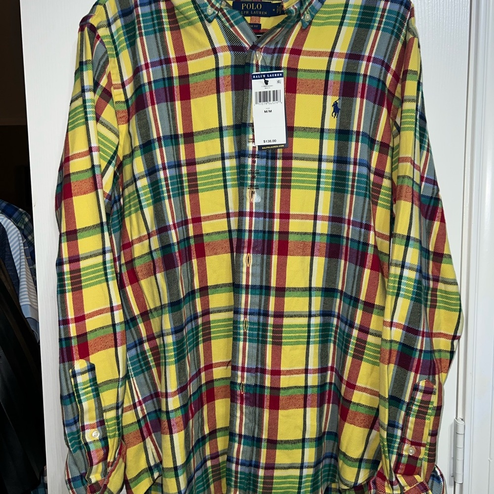 Ralph Lauren Red and Yellow Casual Button Down Shirt